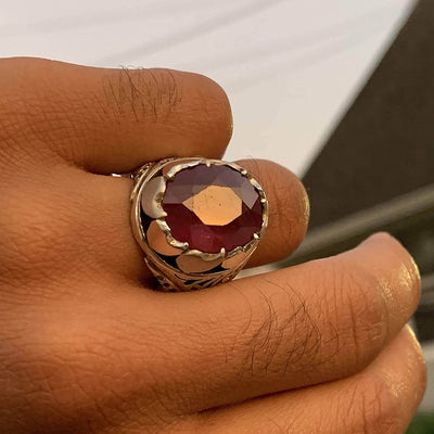 Handmade Ruby Rings | AlAliGems | Ruby Vintage Ring Red Real Ruby Stone | Ruby and Sapphire Ring Size 10 - Al Ali Gems