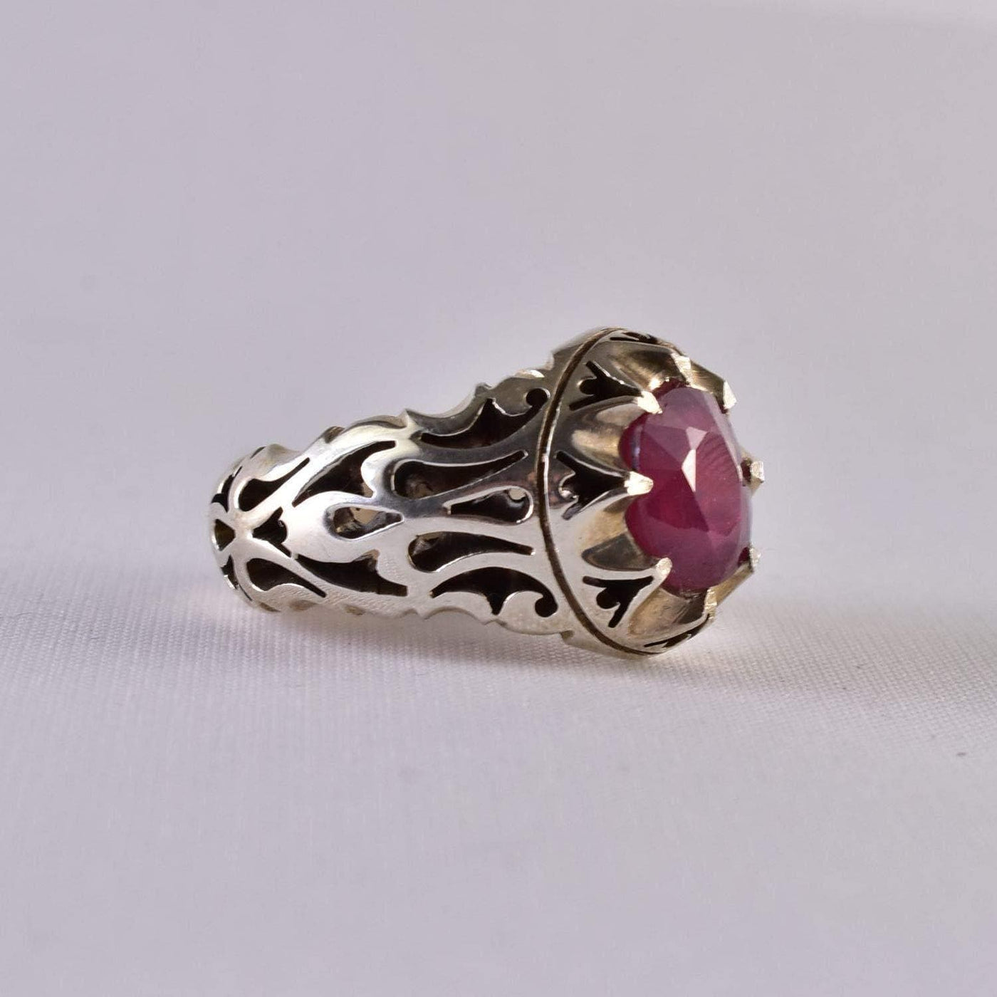 Handmade Ruby Rings | AlAliGems | Ruby Vintage Ring Red Real Ruby Stone | US Size 10 - Al Ali Gems