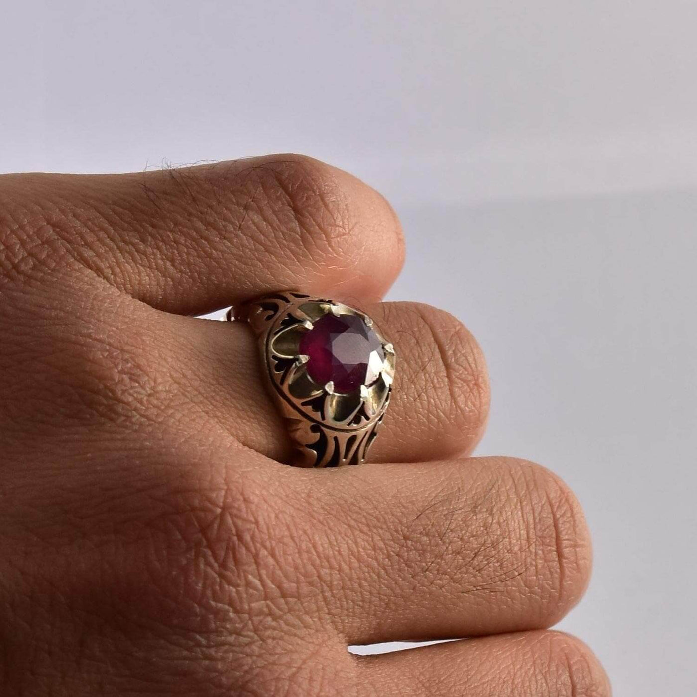 Handmade Ruby Rings | AlAliGems | Ruby Vintage Ring Red Real Ruby Stone | US Size 10 - Al Ali Gems
