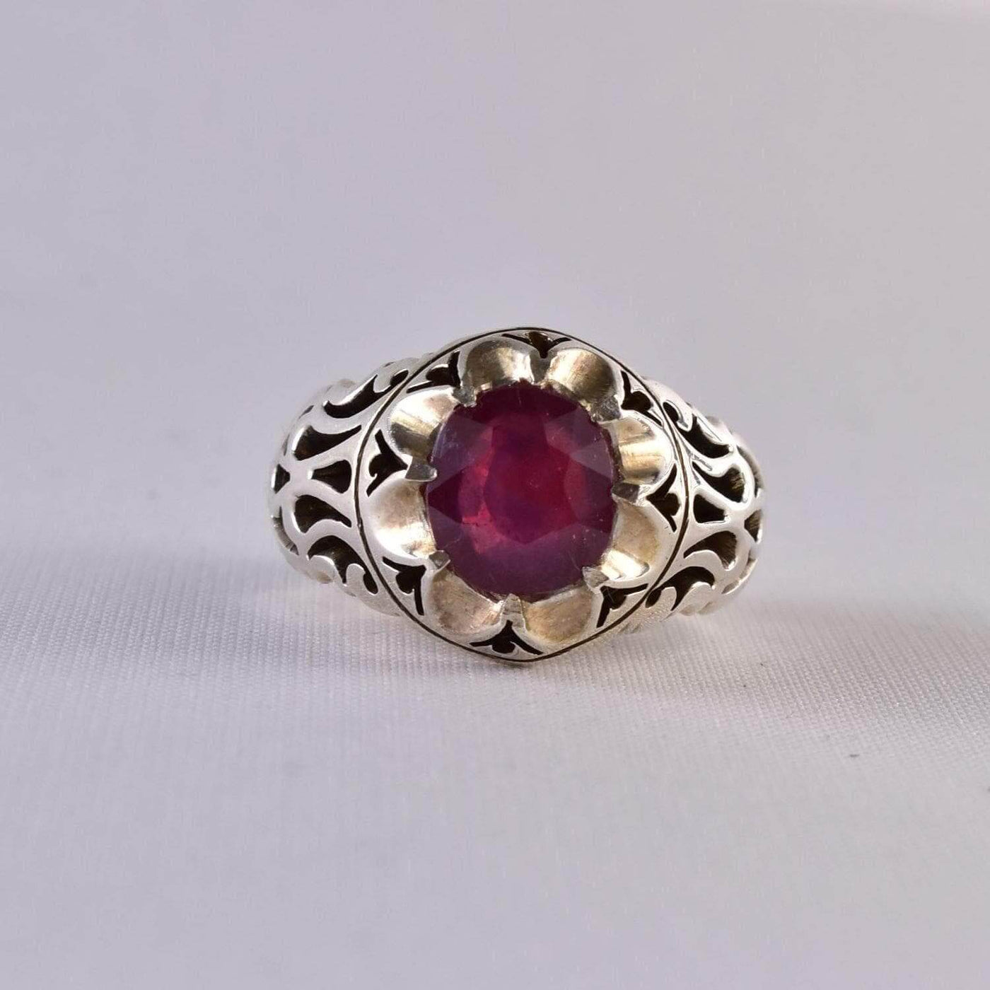 Handmade Ruby Rings | AlAliGems | Ruby Vintage Ring Red Real Ruby Stone | US Size 10 - Al Ali Gems