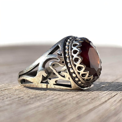 Handmade Ruby Rings | AlAliGems | Ruby Vintage Ring Red Real Ruby Stone | Yaqoot Stone Size 10 - Al Ali Gems