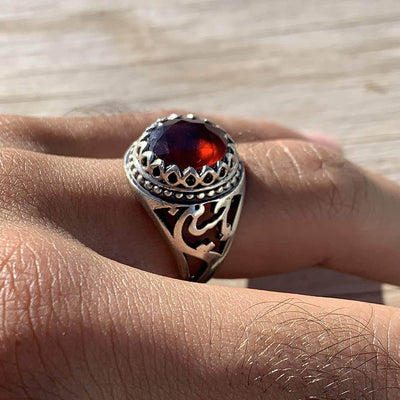Handmade Ruby Rings | AlAliGems | Ruby Vintage Ring Red Real Ruby Stone | Yaqoot Stone Size 10 - Al Ali Gems