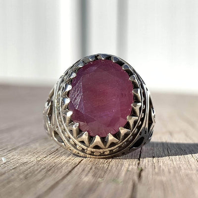 Handmade Ruby Rings | AlAliGems | Ruby Vintage Ring Red Real Ruby Stone | Yaqoot Stone Size 10.5 - Al Ali Gems