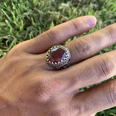 Handmade Ruby Rings | AlAliGems | Ruby Vintage Ring Red Real Ruby Stone | Yaqoot Stone Size 10.5 - Al Ali Gems