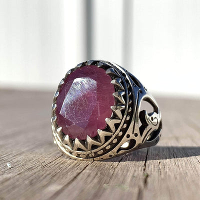 Handmade Ruby Rings | AlAliGems | Ruby Vintage Ring Red Real Ruby Stone | Yaqoot Stone Size 10.5 - Al Ali Gems