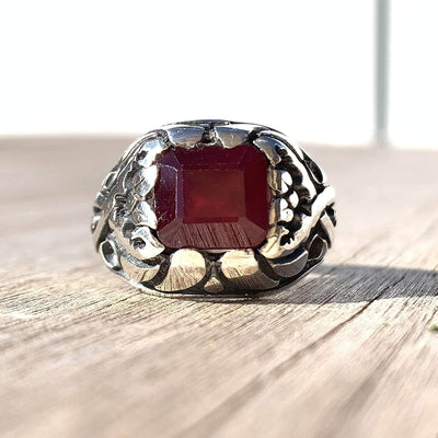 Handmade Ruby Rings | AlAliGems | Ruby Vintage Ring Red Real Ruby Stone | Yaqoot Stone Size 8.25 - Al Ali Gems