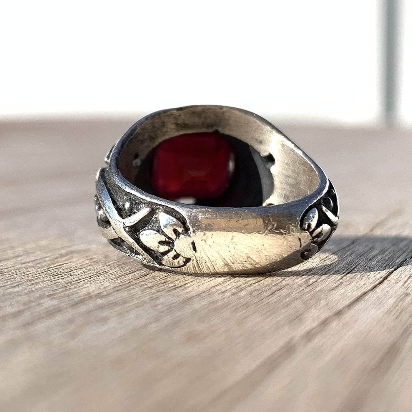Handmade Ruby Rings | AlAliGems | Ruby Vintage Ring Red Real Ruby Stone | Yaqoot Stone Size 8.25 - Al Ali Gems
