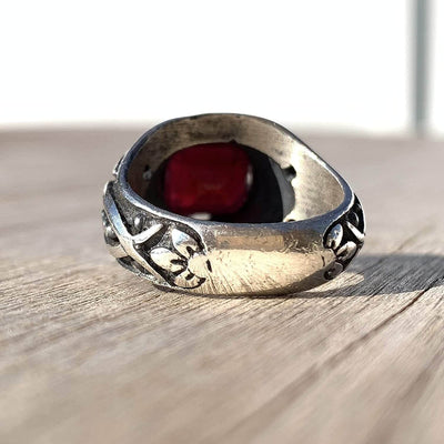 Handmade Ruby Rings | AlAliGems | Ruby Vintage Ring Red Real Ruby Stone | Yaqoot Stone Size 8.25 - Al Ali Gems