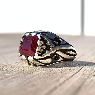 Handmade Ruby Rings | AlAliGems | Ruby Vintage Ring Red Real Ruby Stone | Yaqoot Stone Size 8.25 - Al Ali Gems