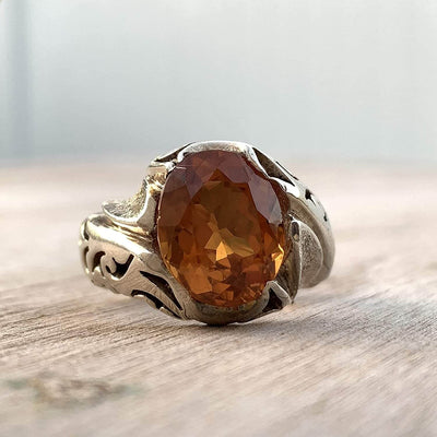 Handmade Silver Ring For Men | Alexandrite Rings | AlAliGems | Color Changing Ring | Fully Hand Hammered Size 10 - Al Ali Gems
