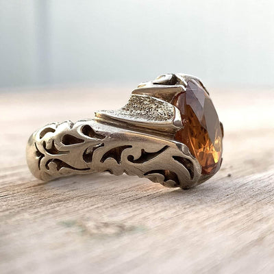 Handmade Silver Ring For Men | Alexandrite Rings | AlAliGems | Color Changing Ring | Fully Hand Hammered Size 10 - Al Ali Gems