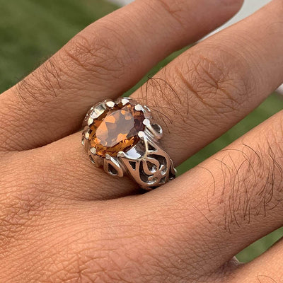 Handmade Silver Ring For Men | Alexandrite Rings | AlAliGems | Color Changing Ring | Fully Hand Hammered Size 10 - Al Ali Gems