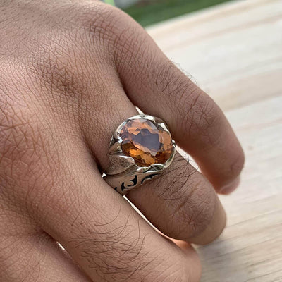 Handmade Silver Ring For Men | Alexandrite Rings | AlAliGems | Color Changing Ring | Fully Hand Hammered Size 10 - Al Ali Gems