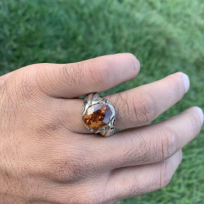 Handmade Silver Ring For Men | Alexandrite Rings | AlAliGems | Color Changing Ring | Fully Hand Hammered Size 10 - Al Ali Gems