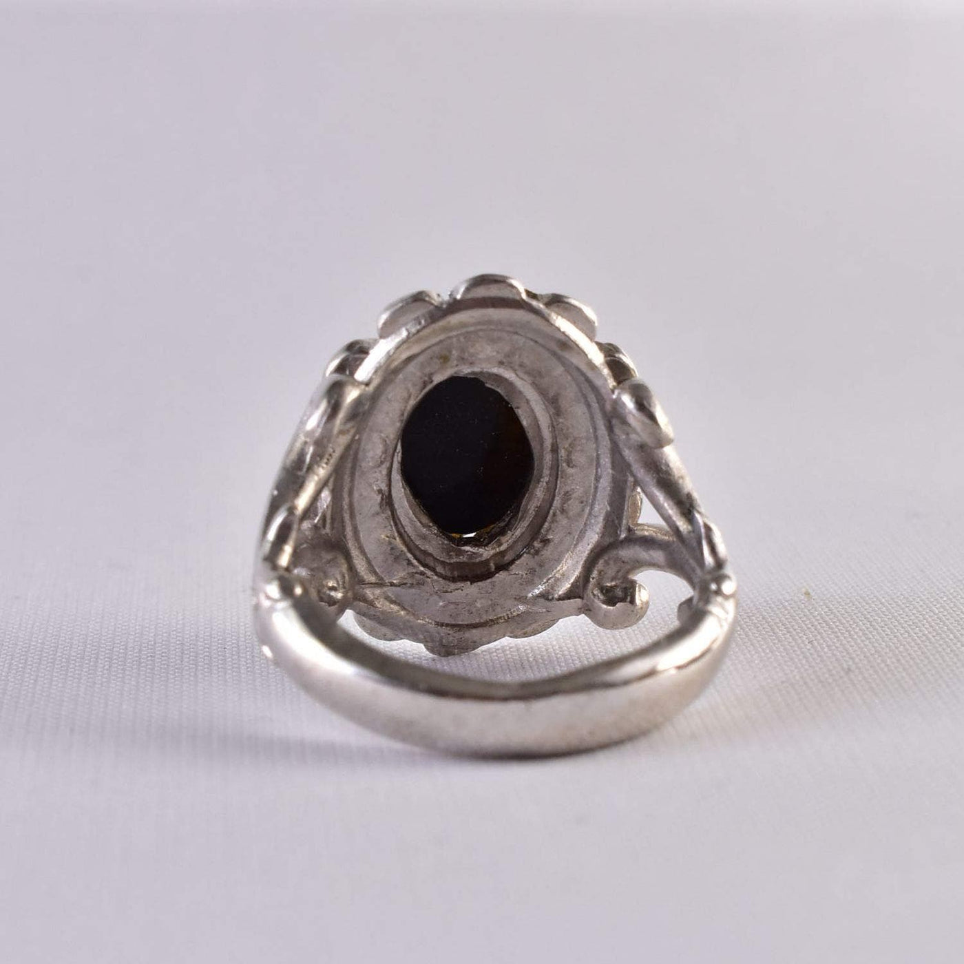 Persian Handmade Sterling Silver Amber Ring | US Size 10 - Al Ali Gems