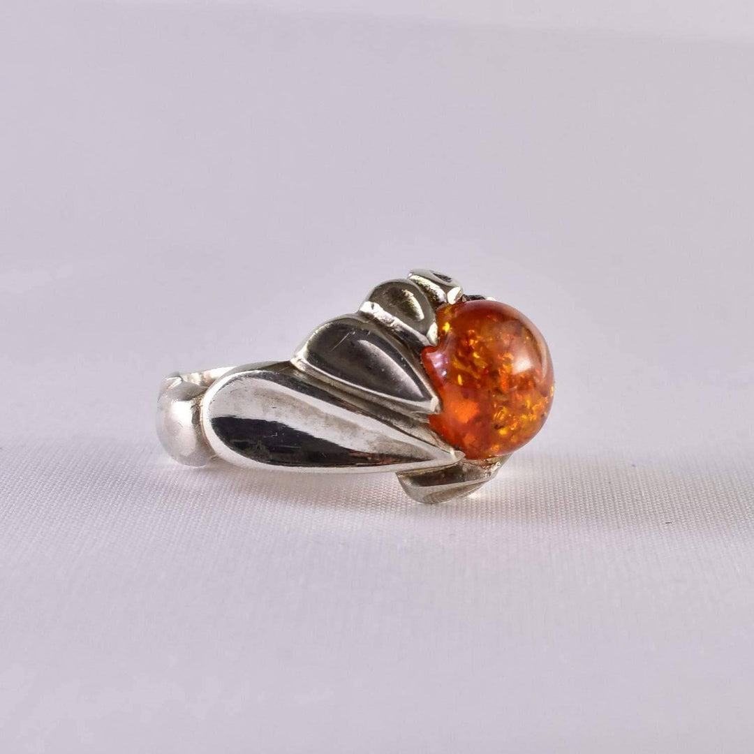 Persian Handmade Sterling Silver Amber Ring | US Size 11 - Al Ali Gems