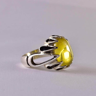 Handmade Yellow Rings | AlAliGems | Yellow Vintage Ring Yellow Stone | US Size 10.25 - Al Ali Gems