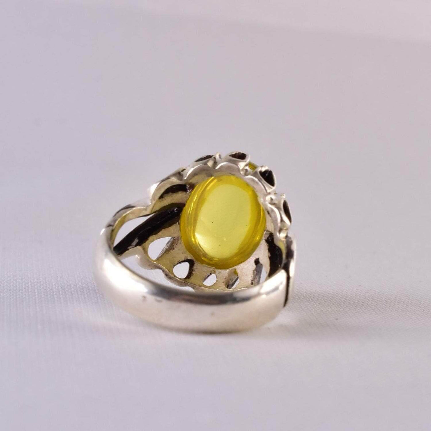 Handmade Yellow Rings | AlAliGems | Yellow Vintage Ring Yellow Stone | US Size 10.25 - Al Ali Gems