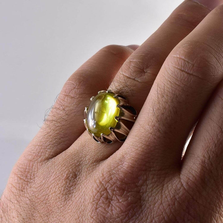 Handmade Yellow Rings | AlAliGems | Yellow Vintage Ring Yellow Stone | US Size 10.25 - Al Ali Gems