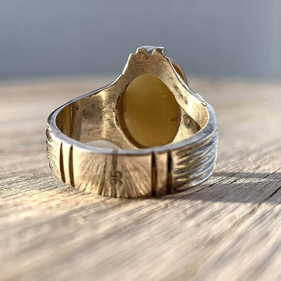 YEMENI ROUND AQEEQ GEMSTONE STERLING SILVER RING | RING SIZE US 10 - Al Ali Gems