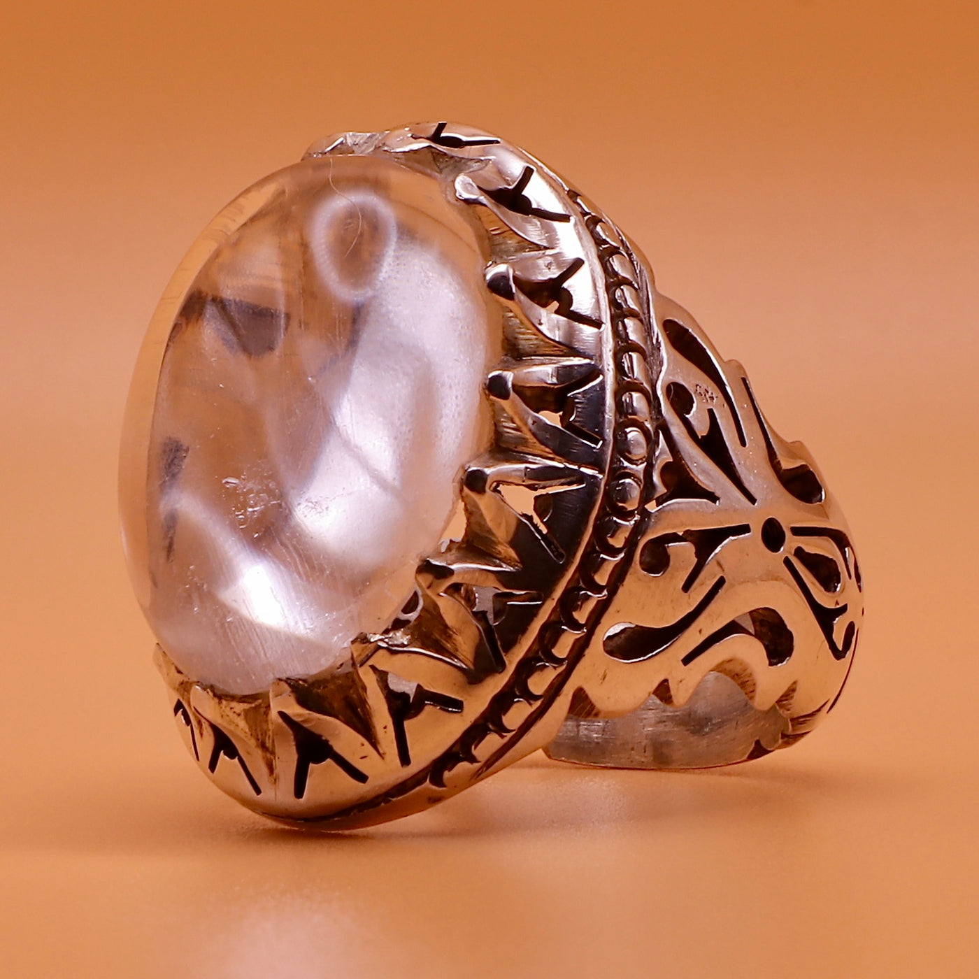 Clear Big Dur Al Najaf Stone Ring | خاتم در النجف الاصلي | Genuine Dur E Najaf Stone Ring | US Size 11.5 - Al Ali Gems