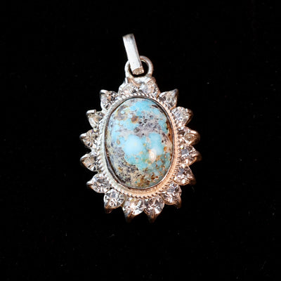 Neyshabur Turquoise Stone Pendant | Feroza Pendant with Cubic Zirconia - Al Ali Gems