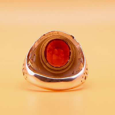 Handmade Yaqoot Silver Ring | Ruby Stone Ring Unisex US Size 9.25 - Al Ali Gems