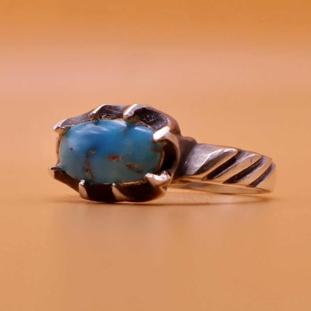 Genuine Persian Feroza Turquoise Ring | Handmade Sterling Silver Ring - AlAliGems