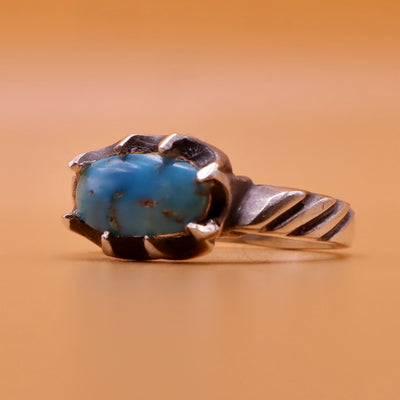 Genuine Persian Feroza Turquoise Ring | Handmade Sterling Silver Ring - AlAliGems