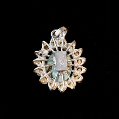 Neyshabur Turquoise Stone Pendant | Feroza Pendant with Cubic Zirconia - Al Ali Gems