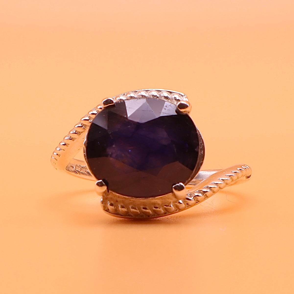 Sapphires Ring for Ladies - Handmade Sterling Silver Persian Ring - US Size 8 - AlAliGems