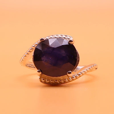 Sapphires Ring for Ladies - Handmade Sterling Silver Persian Ring - US Size 8 - AlAliGems