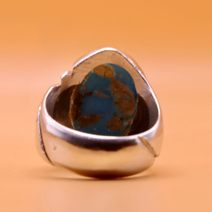 Persian Feroza Turquoise Ring | Sterling Silver Ring for Men - AlAliGems