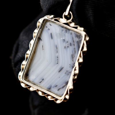 Rectangle Yemeni Shajari Aqeeq Stone Pendant | Handmade Sterling Silver | قلادة عقيق يماني شجري طبيعي⁩⁩⁩⁩ - AlAliGems