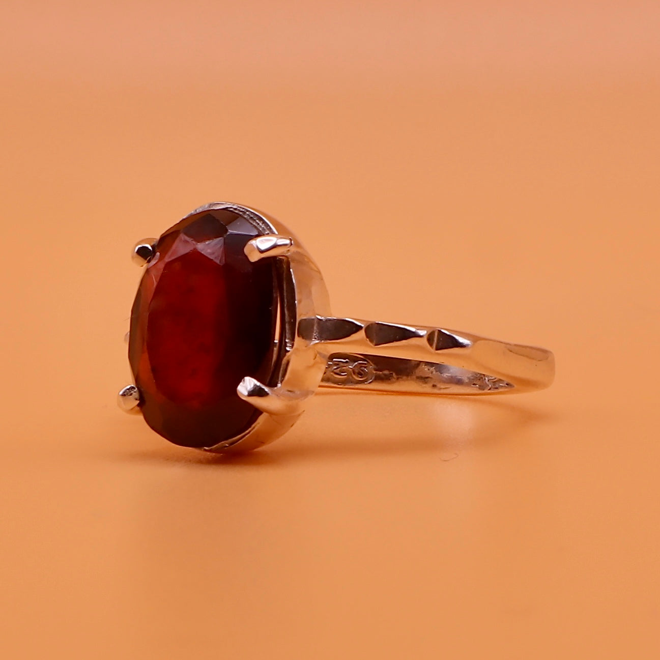 Handmade Yaqoot Silver Ring For Ladies | Ruby Stone Ring US Size 8 - Al Ali Gems