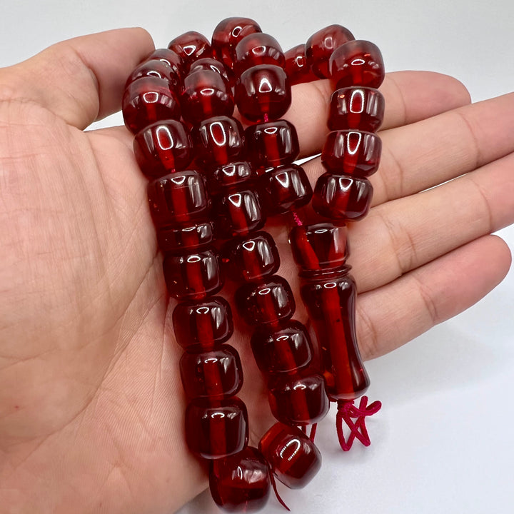 Vintage Red/Flakes Bakelite Tasbih Sandalos Tasbih سبحة بكلايت الماني احمر - Al Ali Gems