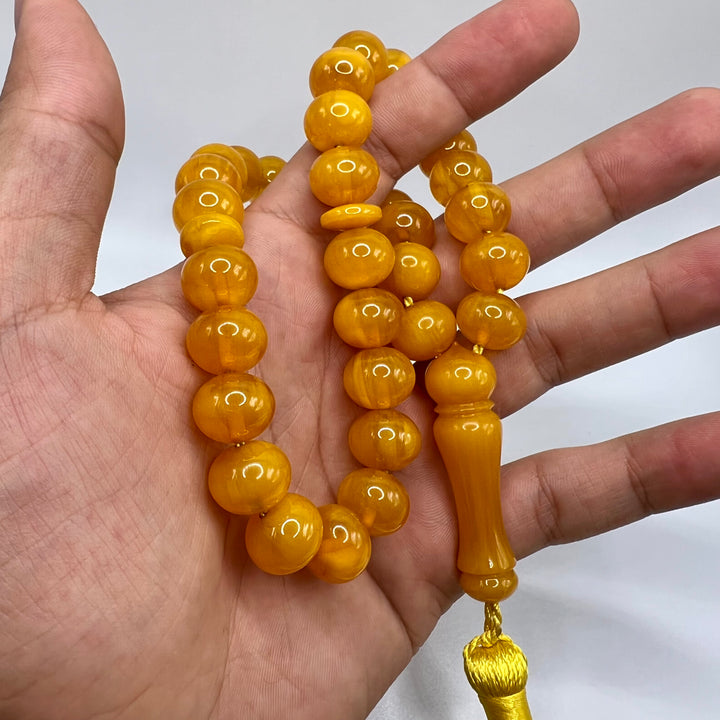 Clear Amber Sandalos Bakelite Tasbih سندلس بكلايت مسكي معرق قديم⁩⁩ - AlAliGems