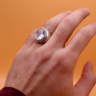 Oval Diamond Cut Dur Al Najaf Stone Ring | خاتم در النجف الاصلي | US Size 9.5⁩ - Al Ali Gems