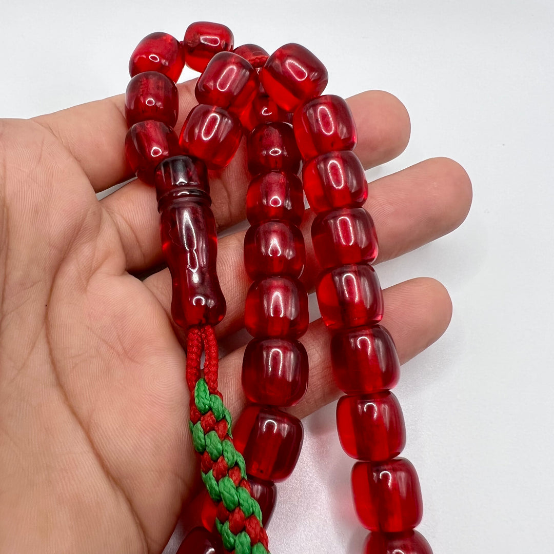 Vintage Old Oval Red Bakelite Tasbih Sandeloos Tasbih - سبحة بكلايت الماني احمر قديم⁩⁩ - Al Ali Gems