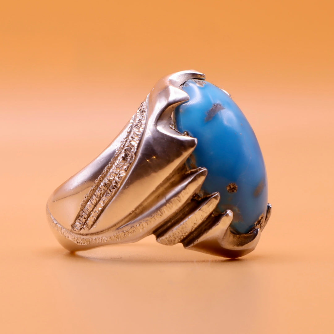 Persian Feroza Turquoise Ring | Sterling Silver Ring for Men - AlAliGems