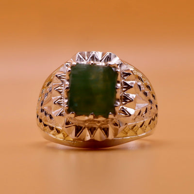 Handmade Persian Sterling Silver Ring with Emerald Stone - Al Ali Gems