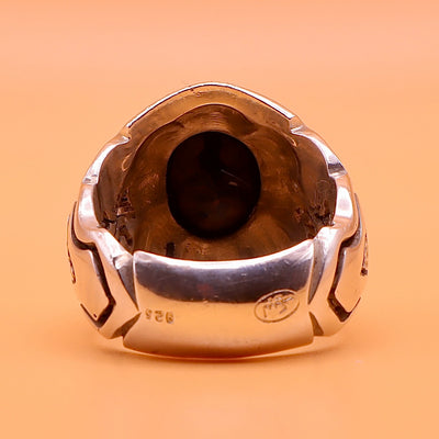 Handmade Sapphire Stone Sterling Silver Persian Ring | US Size 9 - Al Ali Gems
