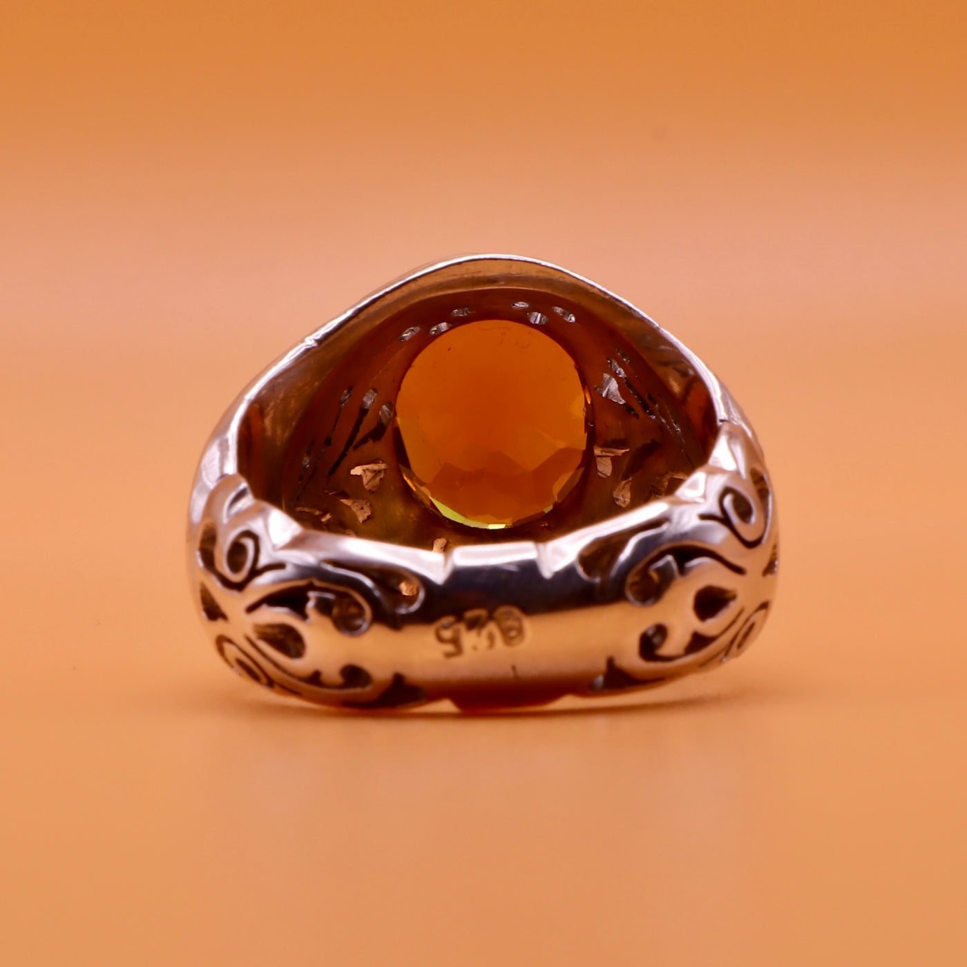 Oval Handmade Alexandrite Silver Ring For Men | Alexandrite and Amethyst Ring | US Size 9 - Al Ali Gems