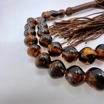 Small Round Cut Kahraman Amber Tasbih 33 Beads - Al Ali Gems