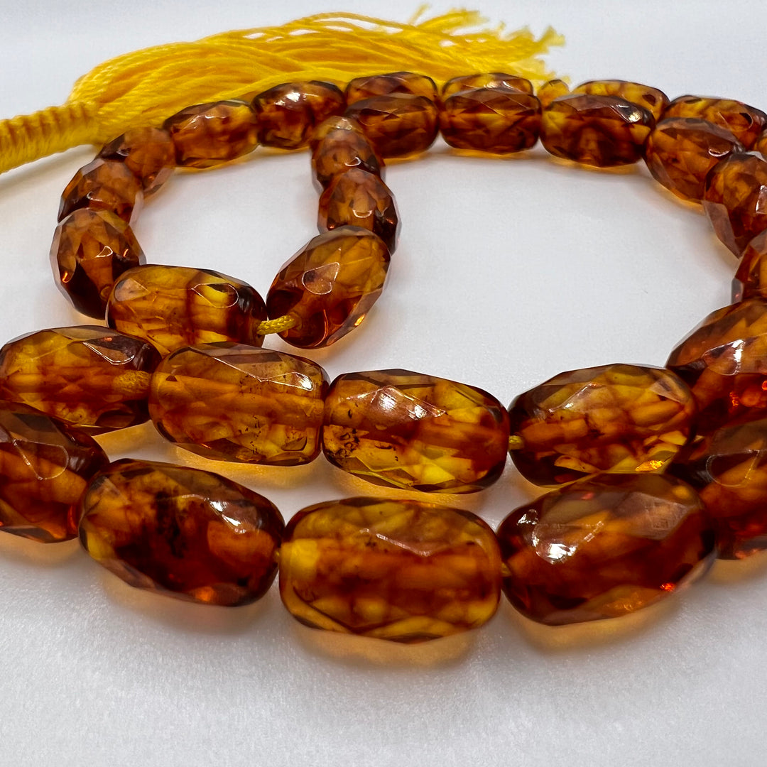 Oval Cut Pressed Amber Baltic Tasbih Beads - Al Ali Gems