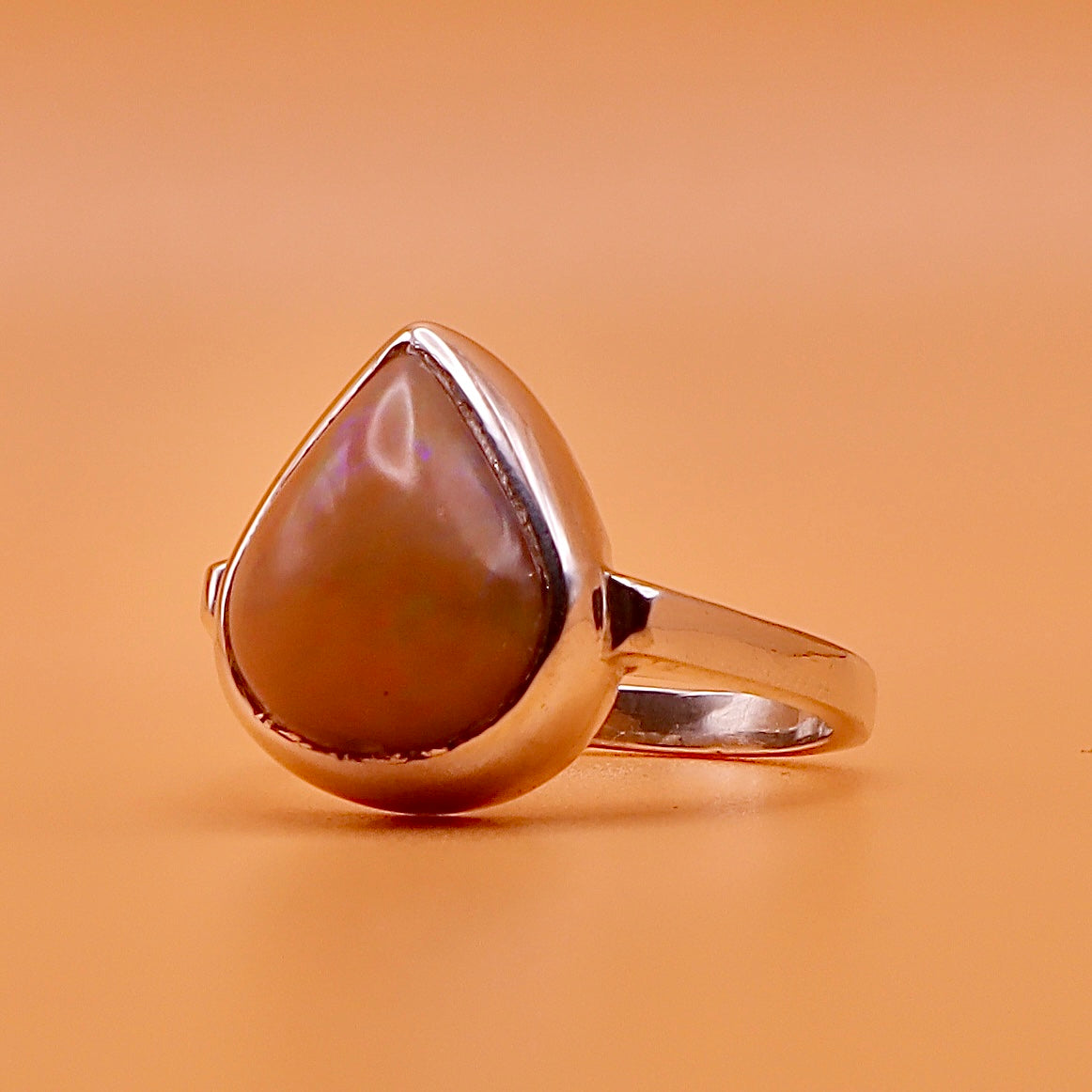 Handmade Tear Drop Opal Ring For Ladies | Natural Australian Opal Stone Ring | US Size 6 - AlAliGems