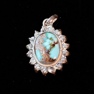Neyshabur Turquoise Stone Pendant | Feroza Pendant with Cubic Zirconia - Al Ali Gems