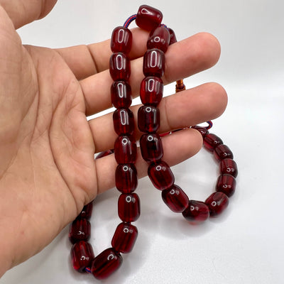 Vintage Oval Red Bakelite Tasbih Sandeloos Tasbih - سبحة بكلايت الماني احمر قديم⁩ - Al Ali Gems