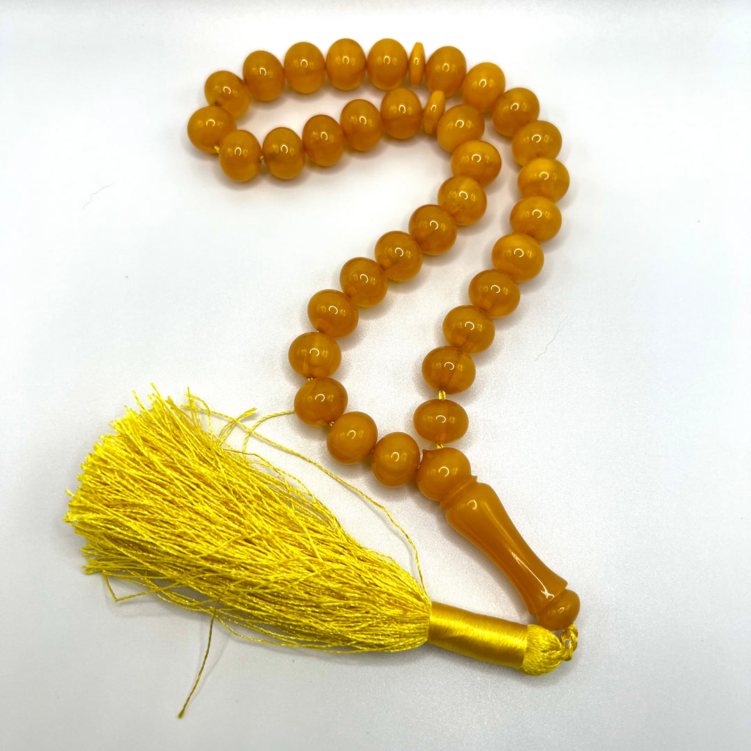 Clear Amber Sandalos Bakelite Tasbih سندلس بكلايت مسكي معرق قديم⁩⁩ - AlAliGems