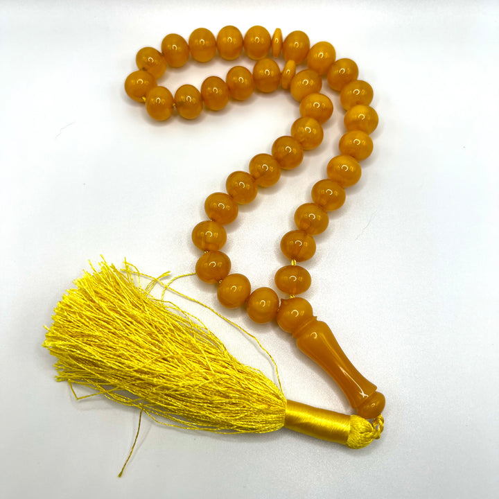 Clear Amber Sandalos Bakelite Tasbih سندلس بكلايت مسكي معرق قديم⁩⁩ - AlAliGems